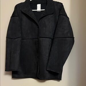 Banana Republic 100% polyester reversible dark grey pea coat size m petite NWOT